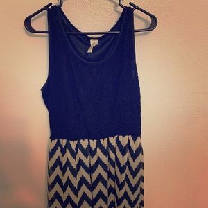 High-Low beige & black dress